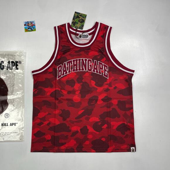 BAPE Color Camo Basketball Tank Top "Red" Size S - Picture 1 of 9
